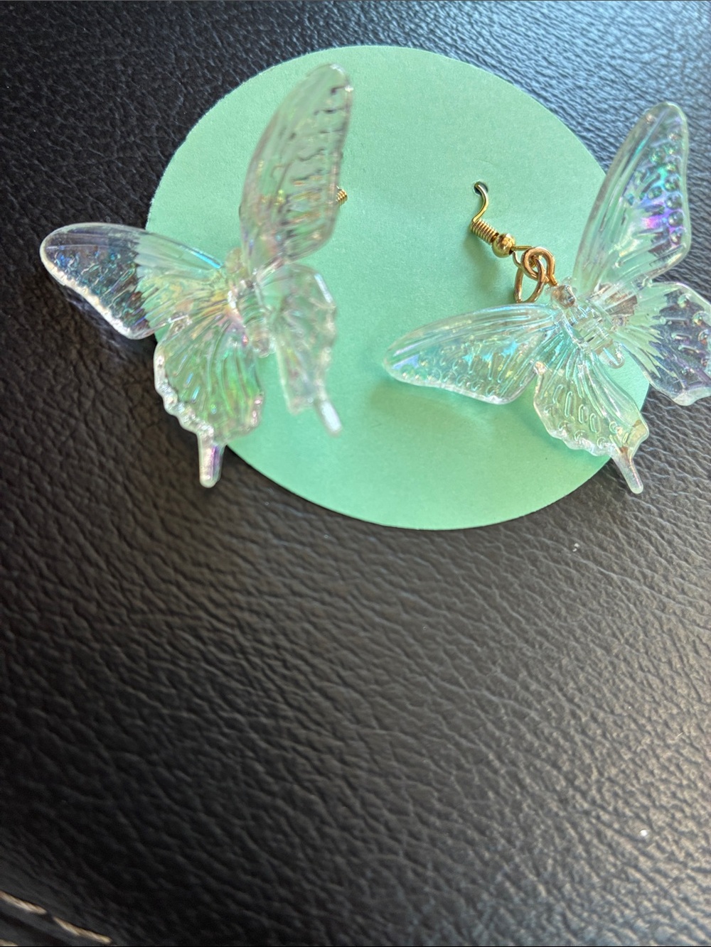 Iridescent Clear Butterfly Dangle Earrings - Women Jewelry - Picture 3 of 4